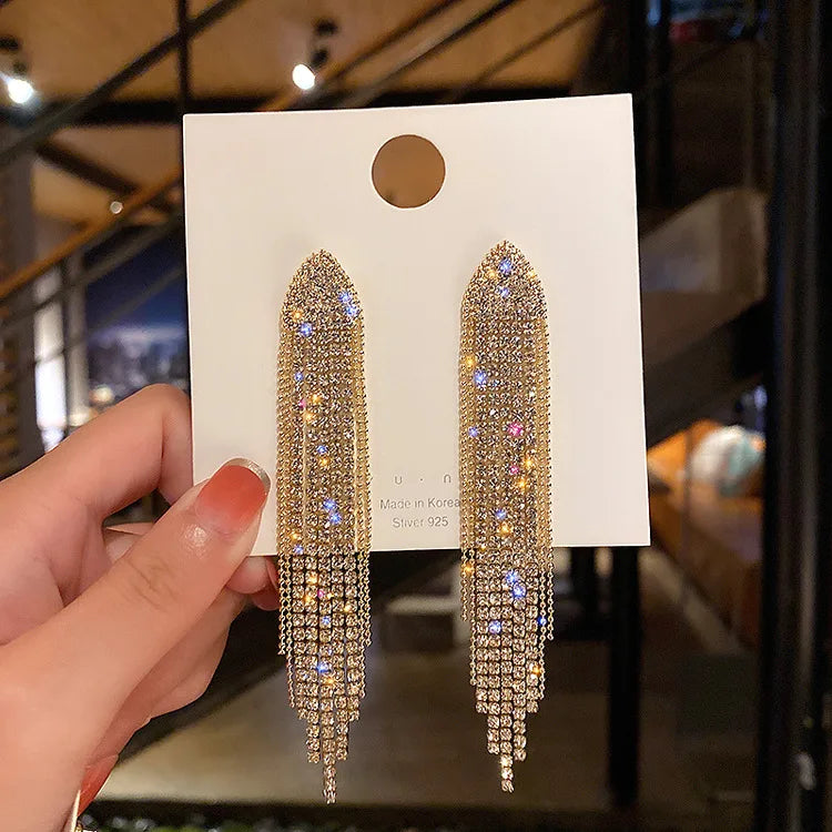 Pendientes largos de cristal con forma de hoja a la moda para mujer, regalo romántico de San Valentín, aniversario, joyería nupcial para fiesta de boda