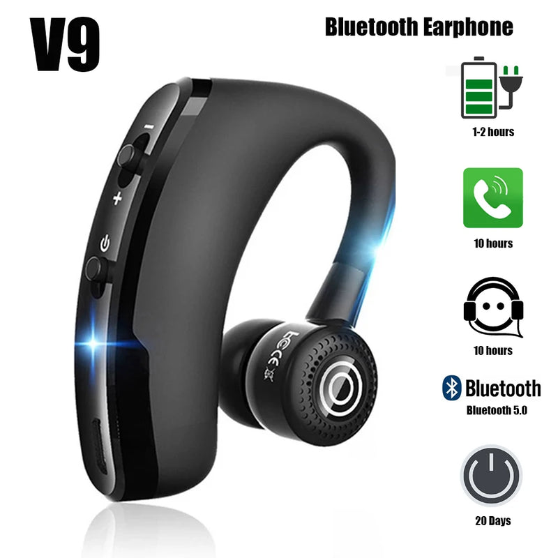 Auriculares V9 manos libres para negocios con Bluetooth y micrófono Auriculares inalámbricos con Bluetooth para conducción con reducción de ruido