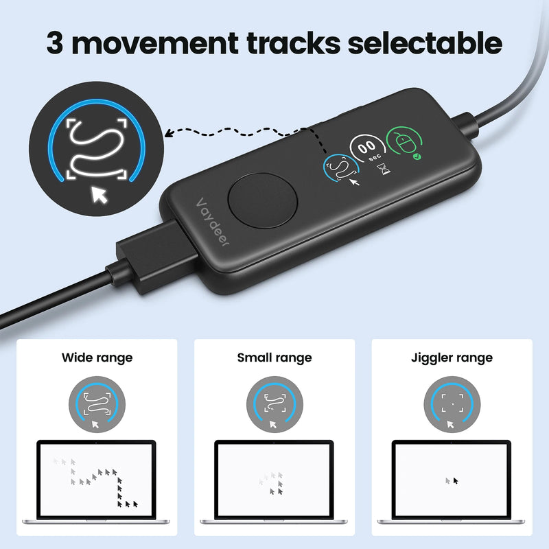 Fully Automatic Mouse Jiggler 100% Absolutely Undetectable USB Mouse Mover with HD Screen, Countdown Adjustable and 3 Trails