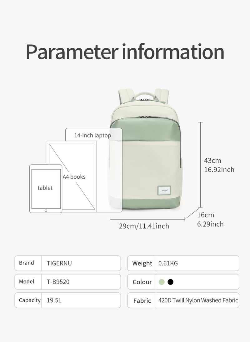 Mochila para computadora portátil Tigernu, mochila informal de uso diario para mujer, mochila antirrobo para la universidad, mochila para cuaderno, mochila de negocios