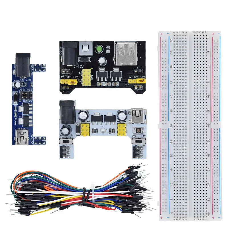 3.3V/5V MB102 Breadboard power module + 65 jumper wires + MB-102 830 points Prototype Bread board for arduino kit