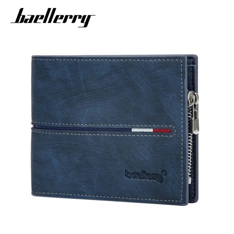 2024 Fashion PU Leather Men's Wallet Short Zipper Card Holder Simple Slim Coin Pocket Leisure Short Wallet