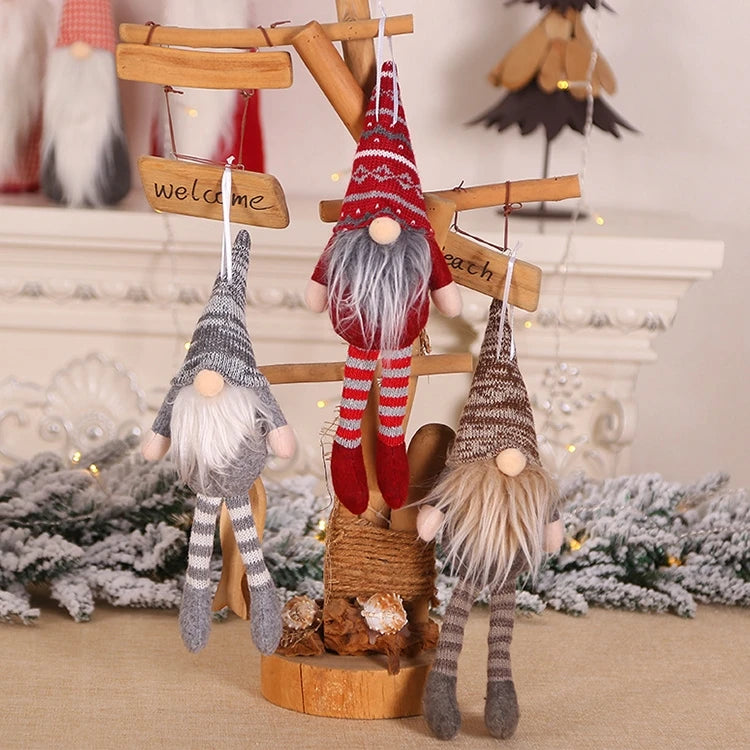 Christmas Plush Gnomes Doll Xmas Tree Hanging Mini Santa Claus Gnomes Pendant Christmas Swedish Home Decoration Lovely Doll Gift