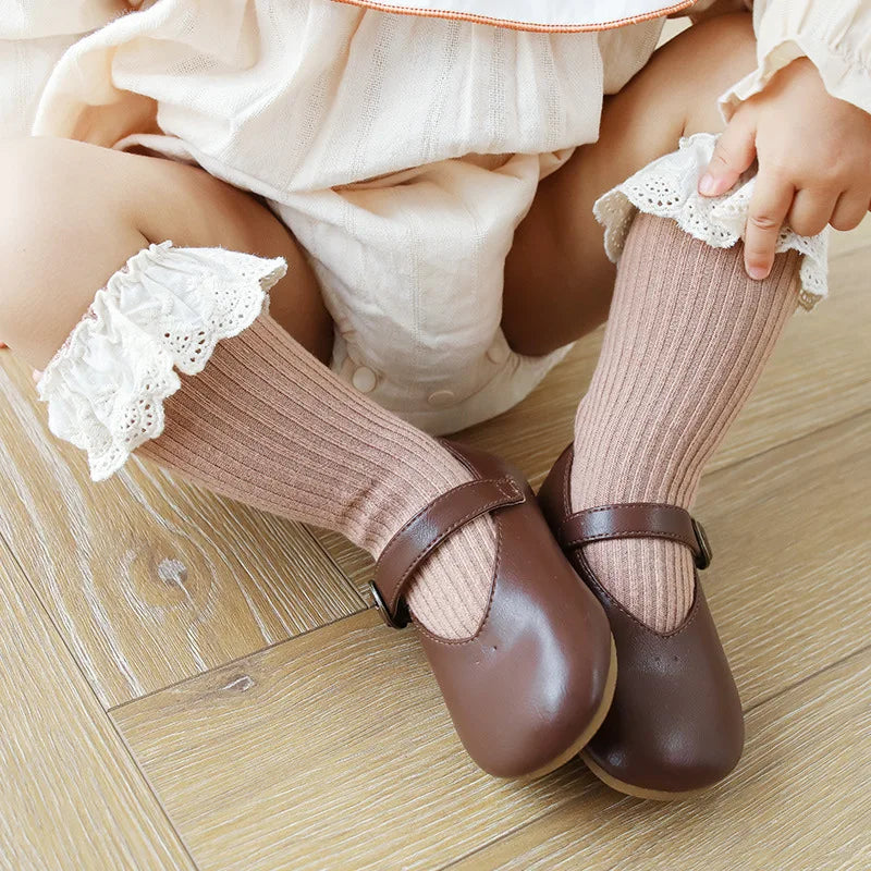 Calcetines para bebé, calcetines de encaje para recién nacidos, calcetines para niña hasta la rodilla, calcetines largos para bebés y niños pequeños, calcetines antideslizantes para el suelo, accesorios para bebés