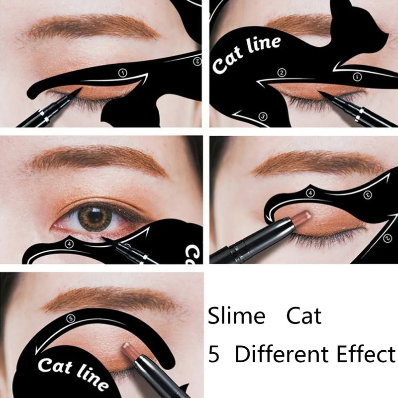 Hermosa herramienta de maquillaje para ojos grandes, delineador de ojos líquido negro y plantilla de delineador de ojos de gato, plantilla para dibujar flechas de ojos, herramientas de maquillaje