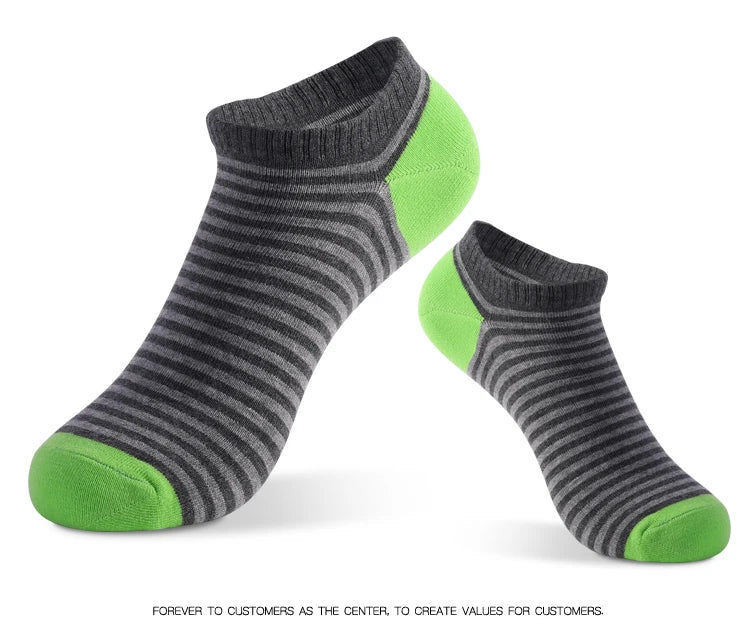 5 Pairs Low Cut Men Socks Solid Color Stripe Breathable Cotton Socks Sport Short Socks Women Men Funny  Ankle Socks