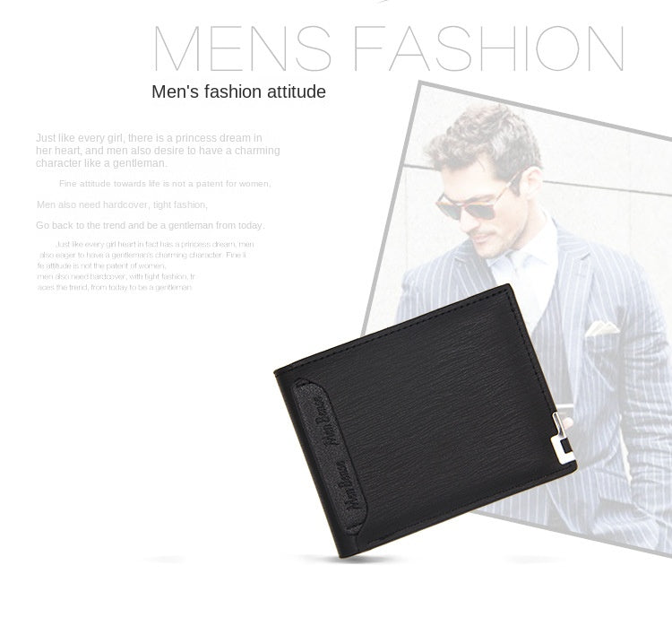 Fashion Men's	Wallet PU Leather Short Card Holder Purse for Men Luxury Designer Billfold Male Portable Small Cardholder Wallets