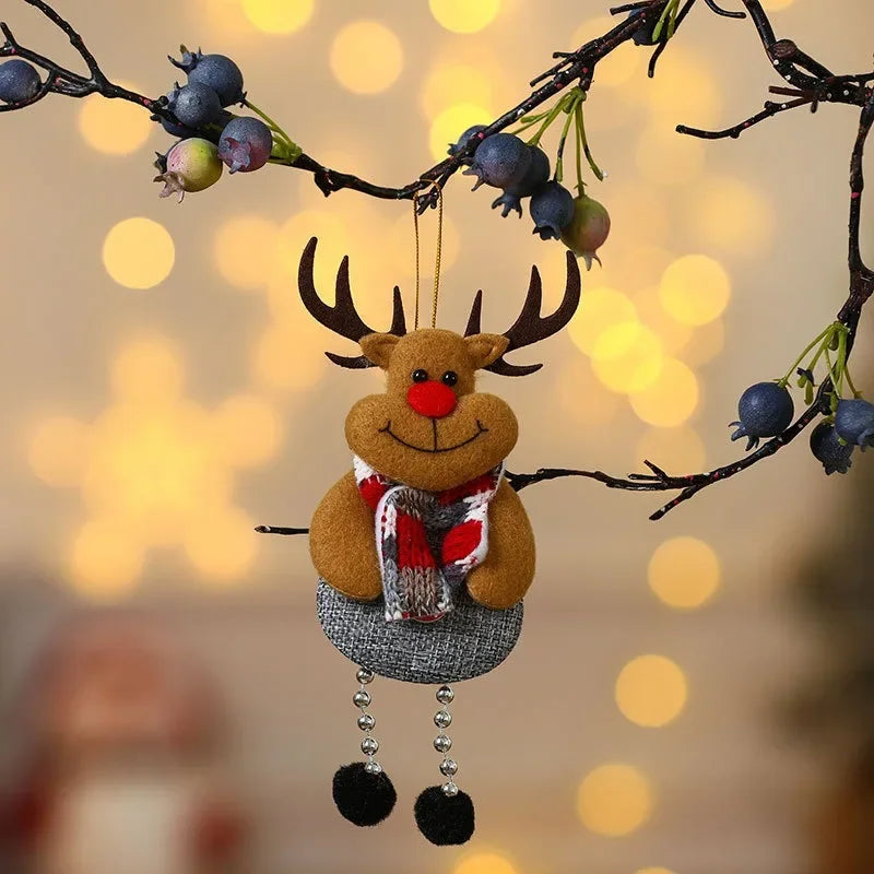 Christmas Hanging Doll Ornaments Santa Cluas Snowman Elk Xmas Tree Pendants Noel Natal Merry Christmas Decor 2024 Kids Gifts