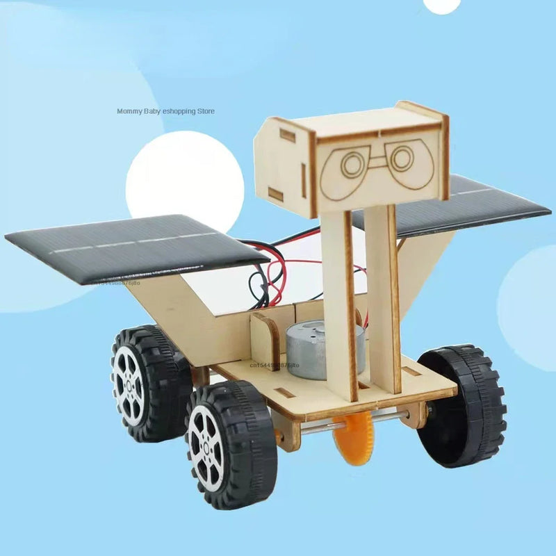 DIY Wooden Solar Moon Exploration Car for Kids Assembling Science School Projects Experiment Kit Kids Handmade STEM Educational