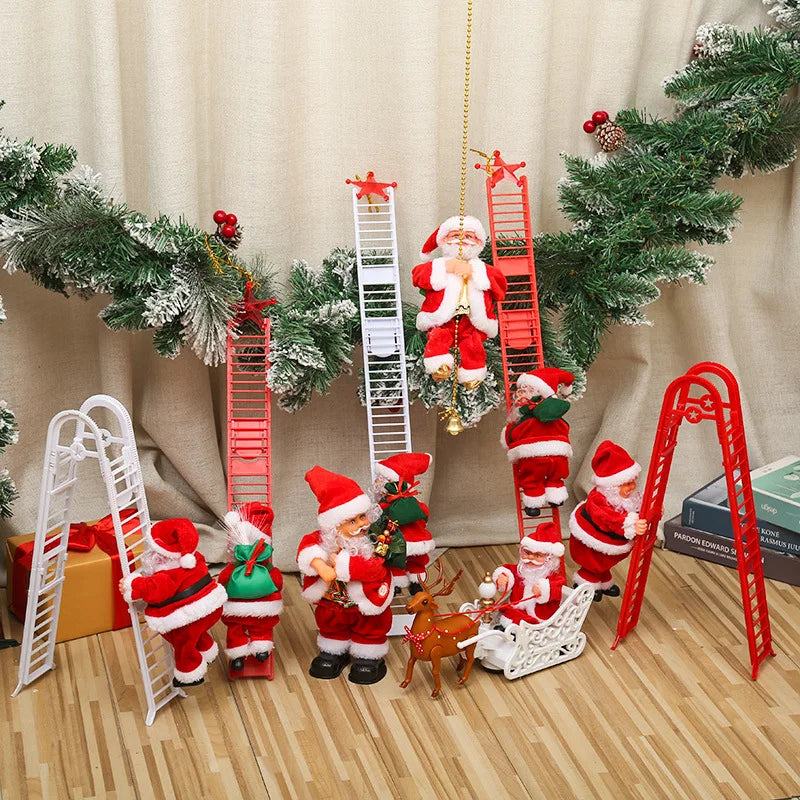 2024 Santa Claus Climbing Rope Electric Climbing Ladder Music Santa Claus Climbing Beads Santa Claus Music Electric Doll Decor