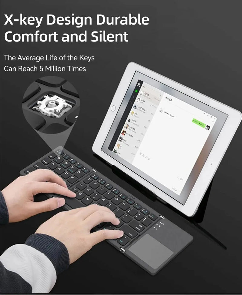 Mini Keyboard Wireless Folding Keyboard Bluetooth Foldable Keyboard With Touchpad for Windows Android iPad Phone Rechargeable