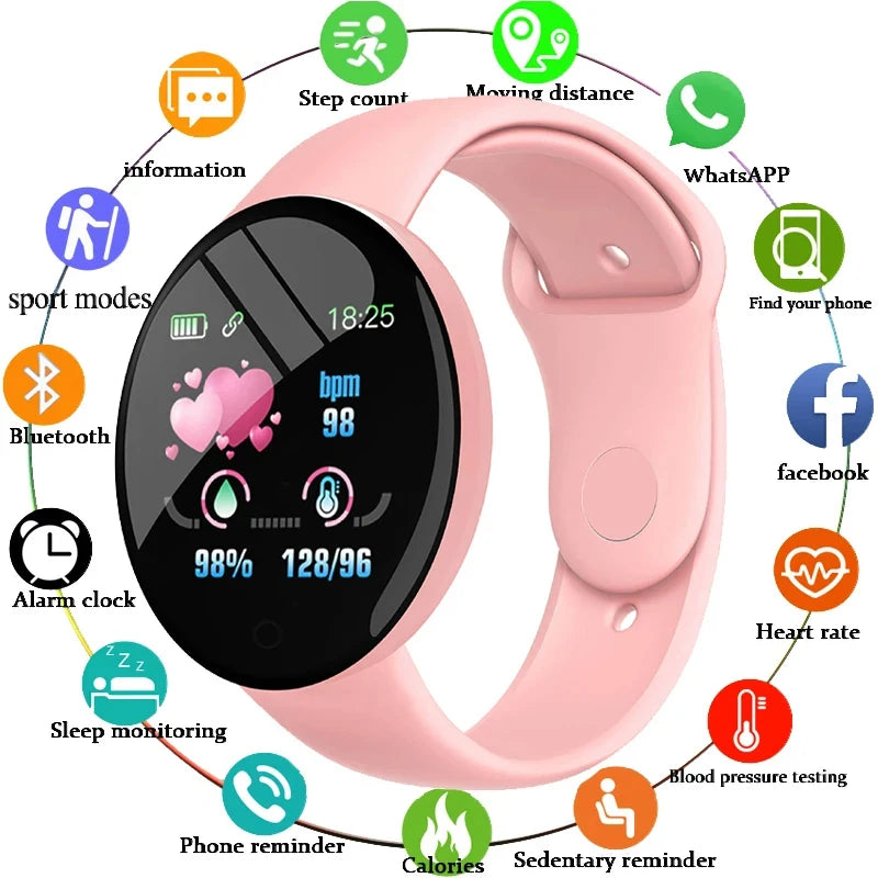 Nuevo reloj inteligente multifuncional D18 para hombres y mujeres, con Bluetooth, teléfono conectado, pulsera deportiva para música y fitness, monitor de sueño, reloj inteligente