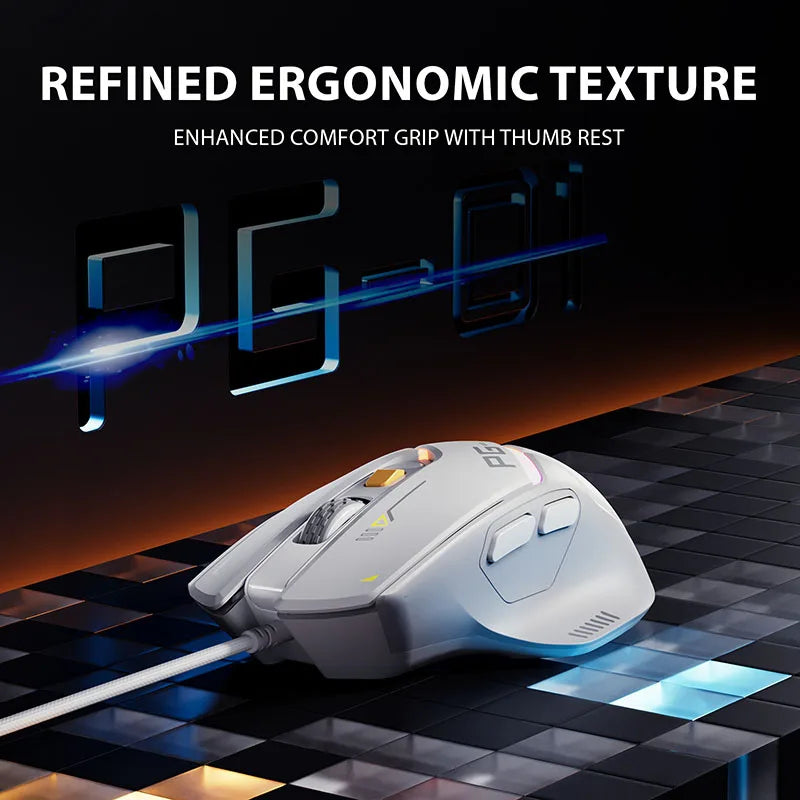 INPHIC PG1 Wired Gaming Mouse Ergonomic E-sports Macro Programming RGB Competitive Peripheral [Hardware Macro +1000 Return Rate]