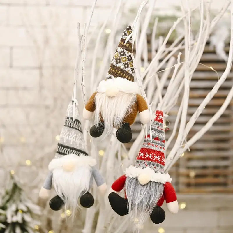 Christmas Plush Gnomes Doll Xmas Tree Hanging Mini Santa Claus Gnomes Pendant Christmas Swedish Home Decoration Lovely Doll Gift