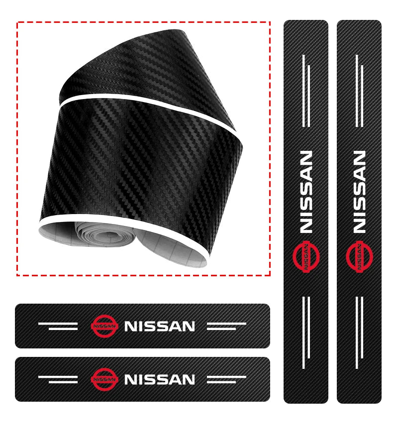 4 piezas de pegatinas protectoras de umbral de fibra de carbono para placa de puerta de coche para Nissan Qashqai Tiida j10 j11 2019, accesorios para automóviles