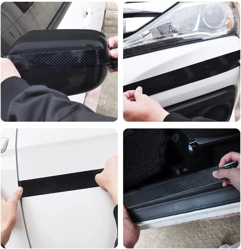 1M 3D Carbon Fiber Car Sticker DIY Paste Protector Strip Auto Door Sill Side Mirror Anti Scratch Tape Waterproof Protect Film