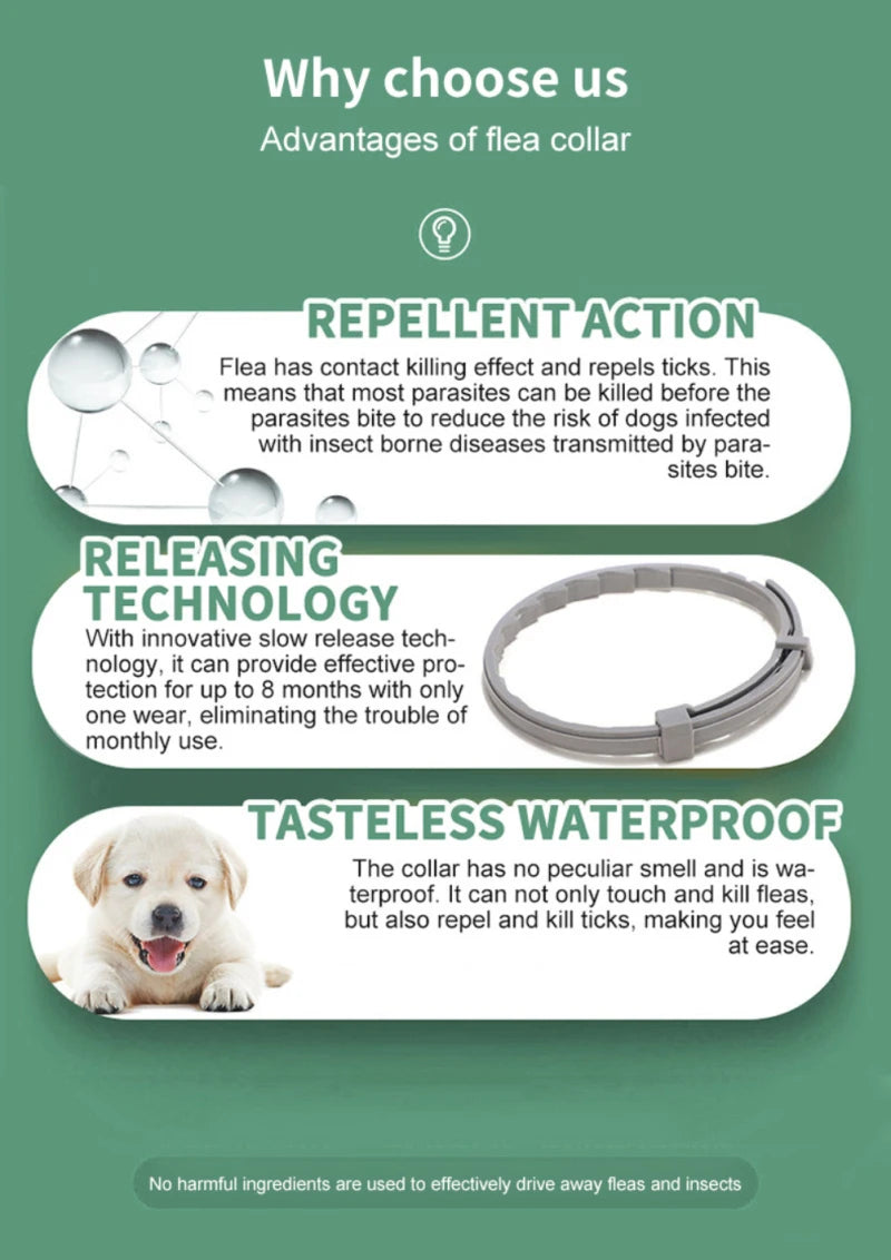 Dog Anti Flea And Ticks Cats Collar Pet 8Month Protection Retractable Pet Collars For Puppy Cat Large Dogs Accessories