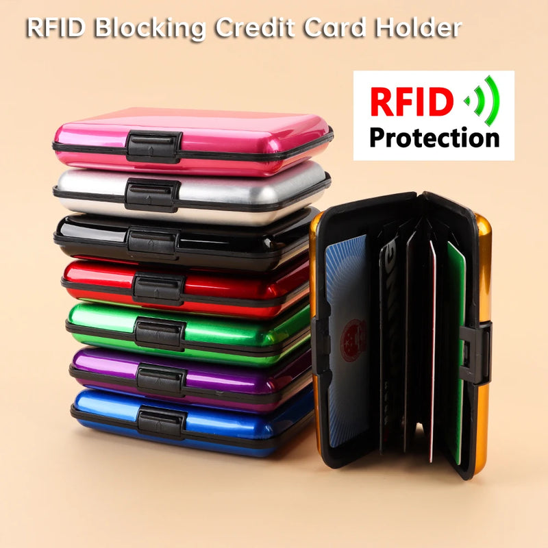 6 Card Slot RFID Blocking Credit Card Holder Men Women Coin Purse Aluminum Metal Waterproof Anti-Theft Wallet Business Card Case