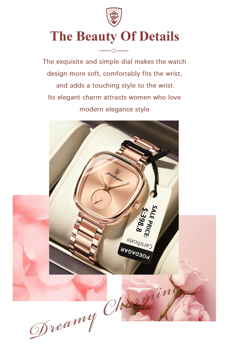 POEDAGAR Reloj de lujo para mujer Reloj de cuarzo de acero inoxidable resistente al agua para mujer Relojes de mujer de alta calidad Reloj elegante para mujer