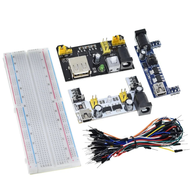 3.3V/5V MB102 Breadboard power module + 65 jumper wires + MB-102 830 points Prototype Bread board for arduino kit