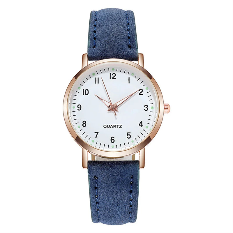 Relojes de mujer, pulsera de cuero luminosa, reloj sencillo, elegante reloj de cuarzo de moda, relojes de pulsera para mujer, reloj femenino