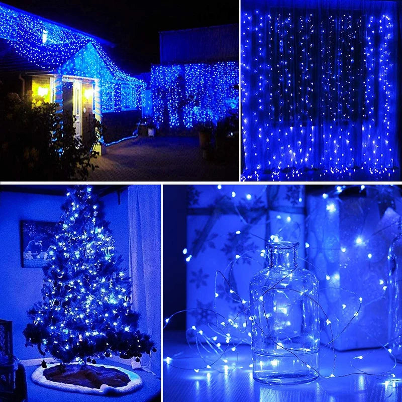 Outdoor Solar String Lights Waterproof Garden Fairy Lights with 8 Lighting Modes for Patio Trees Christmas Wedding Party Decor