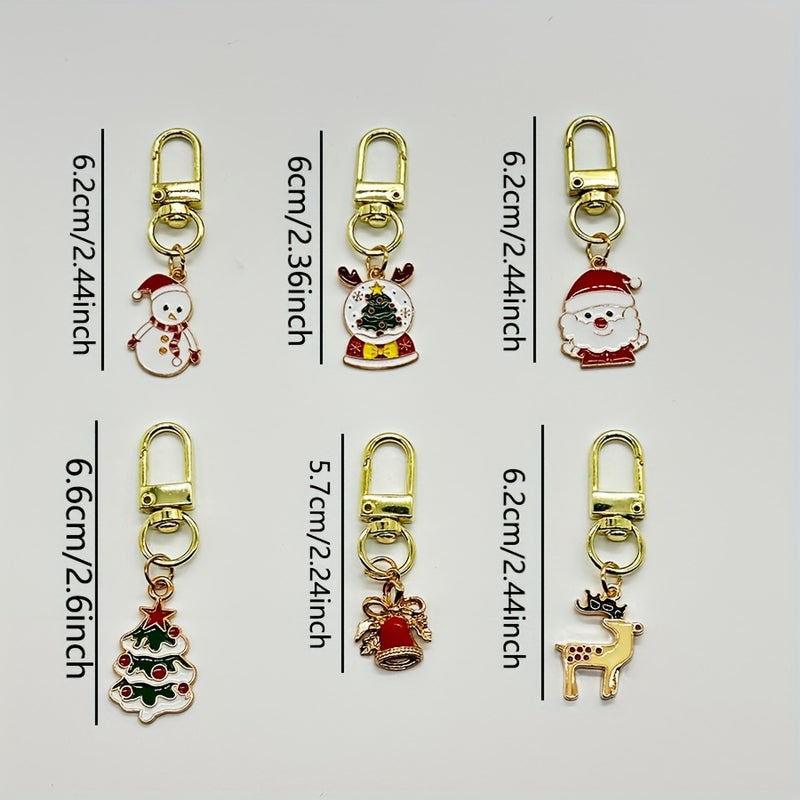 30pcs Christmas Charm Set: Festive Santa & Reindeer Keychains - Cute Alloy Keyring Accessories for Bags, Backpacks & Cars - Perfect Holiday Party Favors & Gifts